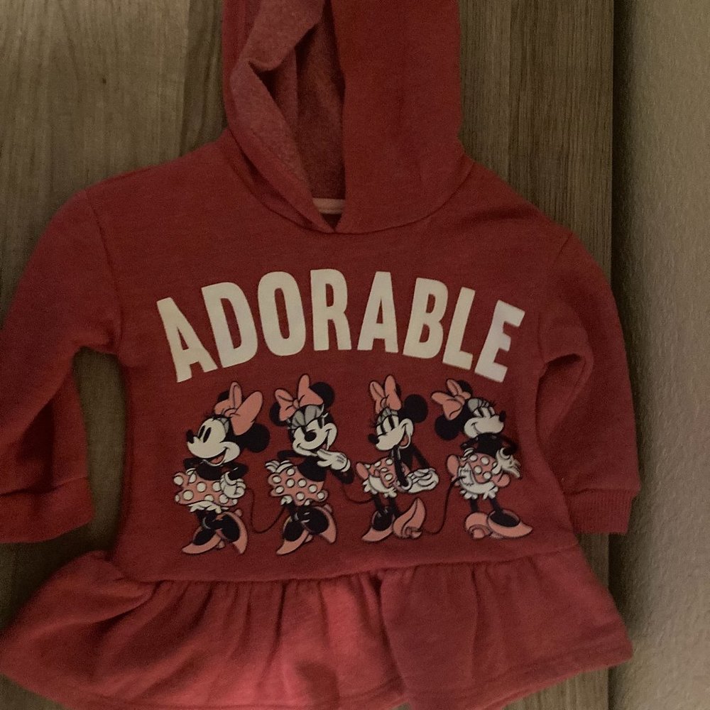 Disney Junior Classic Minnie Mouse  Long Sleeve Hoodie Sweatshirt 12 Months Red